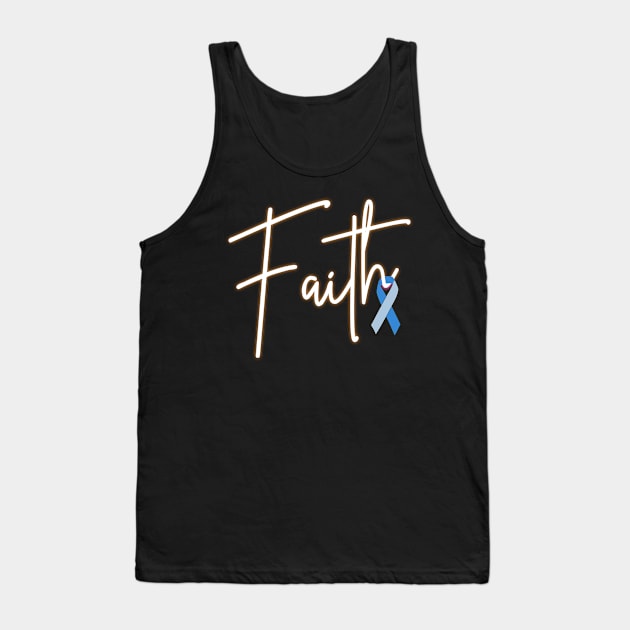 Faith Diabetes Blue and grey ribbon awareness month Tank Top by Caskara